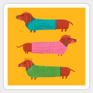 Triple Dachshund Wiener Dog Art Magnet